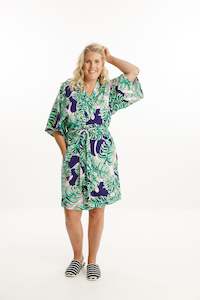 Short Robe - Monstera Print