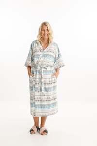 Clothing wholesaling: Long Hooded Robe - Fair Isle Mushrooms