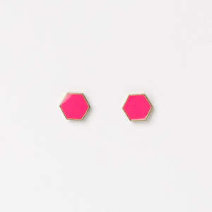 Studs - Hexagon - Neon Pink