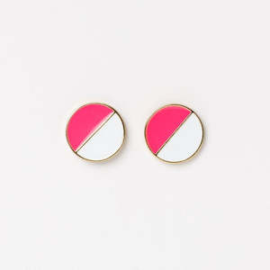 Studs - Dot - Pink/White