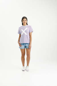 Clothing wholesaling: Chris Tee - Orchid Stripe with White X