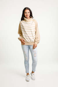 Clothing wholesaling: Sienna Sweater - Winter Weight - Sale - Coffee Cream Stripe