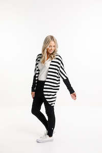 Batwing Cardi - Black & White Stripes