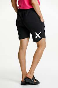 Apartment Shorts - Black with White X Print