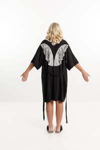 Clothing wholesaling: Short Robe - Black with White Wings