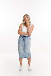 Denim Midi Skirt - Sale - Snow Wash