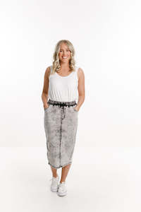 Denim Midi Skirt - Sale - Grey Wash