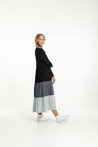 Clothing wholesaling: Long Sleeve Kendall Dress - Black/Charcoal/Grey