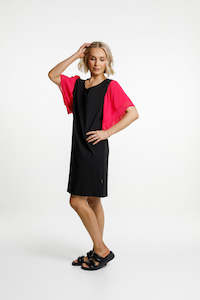 Clothing wholesaling: Lola Dress - Black with Raspberry Pink Sleeves