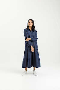 Clothing wholesaling: Long Sleeve Khloe Dress - Indigo Blue