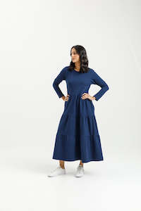 Clothing wholesaling: Long Sleeve Kendall Dress - Indigo Blue