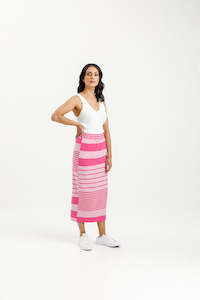 Clothing wholesaling: Violet Midi Skirt - Irregular Pink Stripe