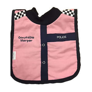 Products: Little Poppet Police Baby Bib (Personalised) Pink & Blue