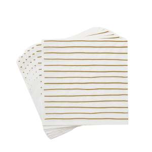 Citta- Stripe Napkin 20 pack - White/Mustard