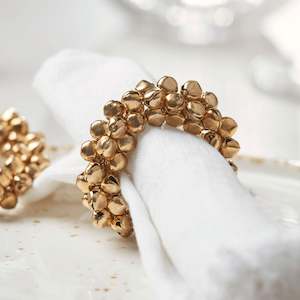 French Country - Bells Napkin Ring Gold