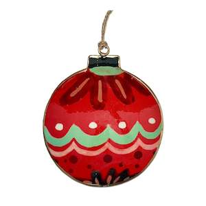 French Country - Enamel Bauble Red Decoration