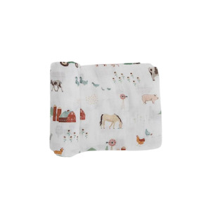 Little Unicorn- Cotton Muslin Swaddle - Farmyard