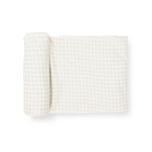 Stretch Knit Single Swaddle - Tan Gingham