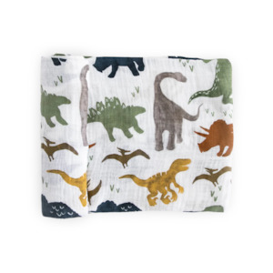 Little Unicorn- Single Cotton Muslin Swaddle - Dino Friends