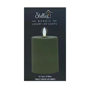 Stellar - 10cm x 7.5cm Green Pillar Indoor Candle