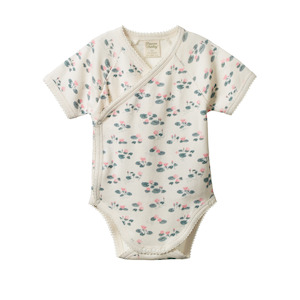 Nature Baby  - S/S Kimono Bodysuit - Waterlilies Print