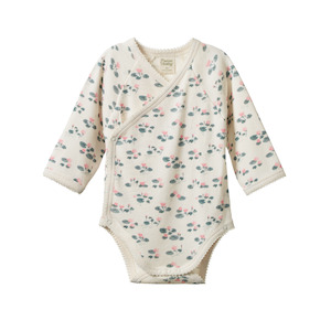 Nature Baby  - L/S Kimono Bodysuit - Waterlilies Print