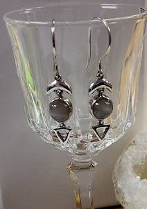 Products: Sterling Silver Moons annd Grey Moonstone Earrings