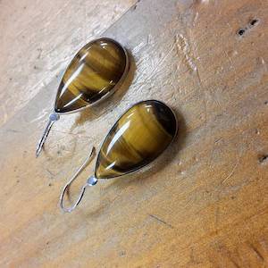 Sterling Silver Tiger Eye Tear Drop Earrings