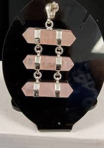 Triple Rose Quartz Points Pendant