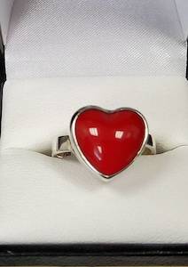 Products: Red Enamel Heart Ring size 8