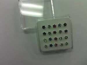 DARK BLUE flower nose stud