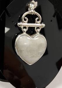 Silver Moonstone Heart Pendant