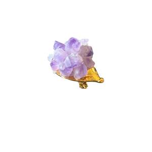 Gold Raw Amethyst Hedgehog