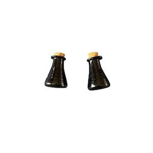 Black Mini Glass Flask Wish Bottle