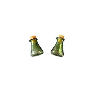 Green Mini Glass Flask Wish Bottle