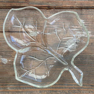 Glass Triple Leaf Trinket Tray