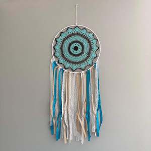 Round Blue and White Dreamcatcher