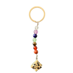 Dalmatian Jasper Merkaba Keychain