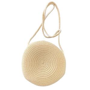 Beige Round Woven Bag