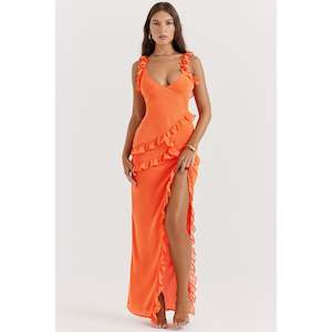 Pixie Flame Orange Ruffle Maxi