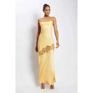 Goods and equipment rental and hiring: Lemon Chandra Lace Satin Maxi - 12