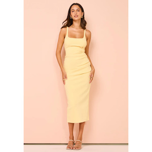 Butter Yellow Karina Tuck Midi