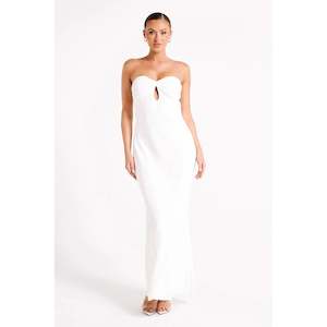 White Antonella Strapless Keyhole Maxi - 14