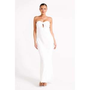 Goods and equipment rental and hiring: White Antonella Strapless Keyhole Maxi - 16