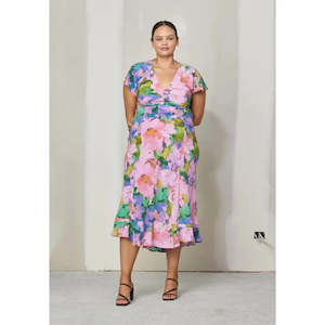 Goods and equipment rental and hiring: Dream Floral Kata Silk Midi Dress - 20