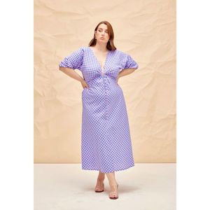 Goods and equipment rental and hiring: Pink Blue Gingham Donovan Tie Midi - 20