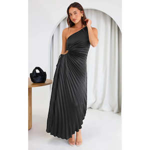 Black Rochelle One Shoulder Asymmetrical Maxi - 16