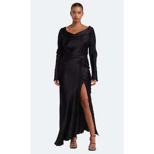 Black Moon Dance Long Sleeve Cowl Dress