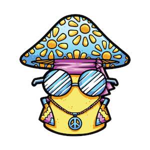 New Stuff: MoodMat - Hippie Shroom - By Chump Magic - 9.5" Custom Cut - Full Colour Print