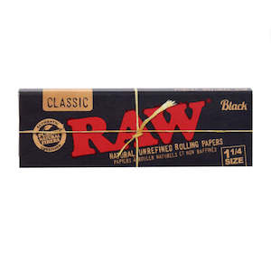 Smoking Supplies: RAW® - Black - Natural Unrefined Hemp Rolling Papers - 1 1/4 Size - 50 Leaves